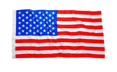 Amerikan bayrağı beyaz arka plan üzerinde. ABD'ın ulusal sembolü