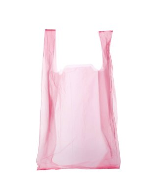 Beyaz arka plan üzerine açık tek kullanımlık plastik torba