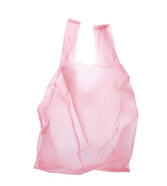 Beyaz arka plan üzerine açık tek kullanımlık plastik torba