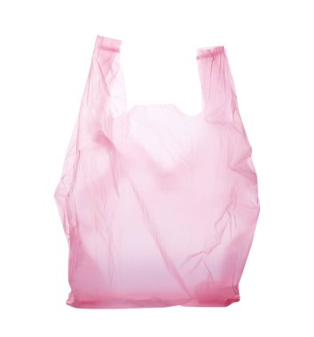 Beyaz arka plan üzerine açık tek kullanımlık plastik torba