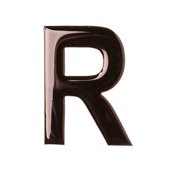 Chocolade Letter Witte Achtergrond Bovenaanzicht — Stockfoto