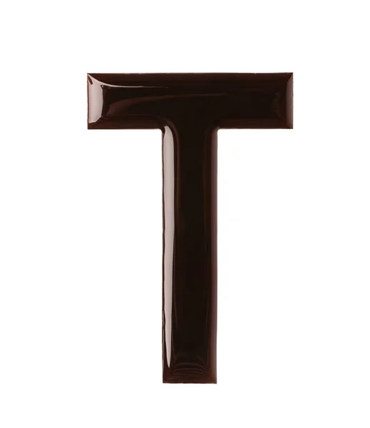 Chocolade Letter Witte Achtergrond Bovenaanzicht — Stockfoto