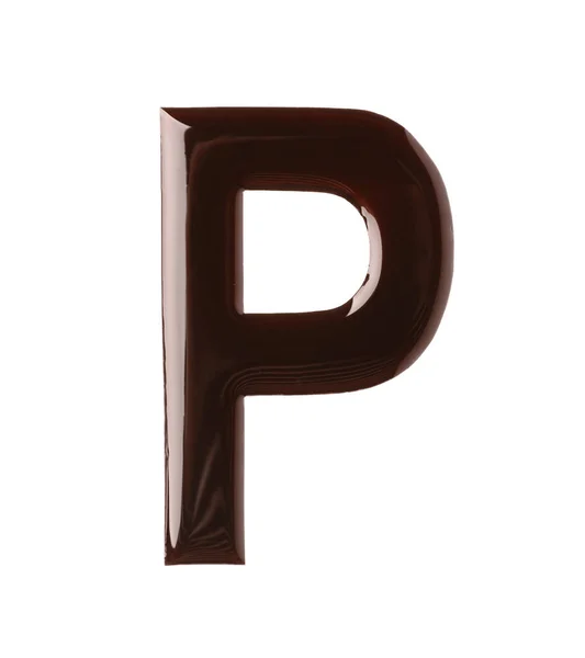 Chocolade Letter Witte Achtergrond Bovenaanzicht — Stockfoto
