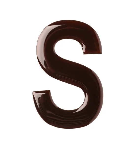 Chocolade Letter Witte Achtergrond Bovenaanzicht — Stockfoto