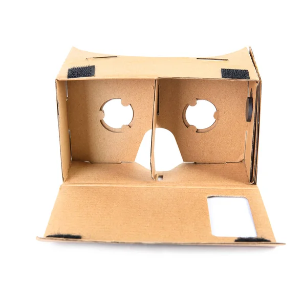 Fone Ouvido Realidade Virtual Papelão Fundo Branco — Fotografia de Stock