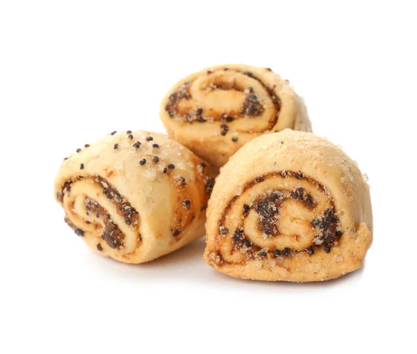 Biscoitos Semente Papoula Recém Assados Isolados Branco — Fotografia de Stock