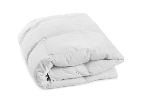 Складное Чистое Одеяло Белом Фоне Бытовой Текстиль — стоковое фото