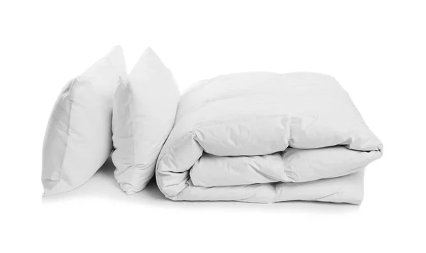 Clean Blanket Pillows White Background — Stock Photo, Image