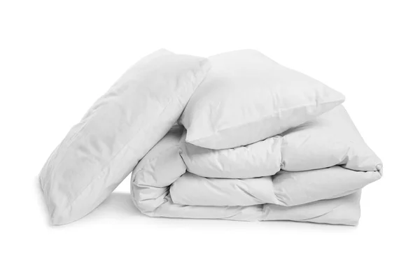 Clean Blanket Pillows White Background — Stock Photo, Image