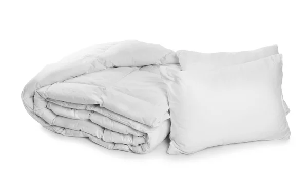 Clean Blanket Pillows White Background — Stock Photo, Image