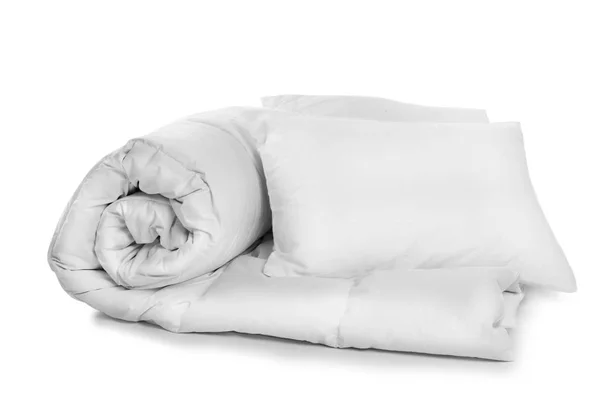 Clean Blanket Pillows White Background — Stock Photo, Image