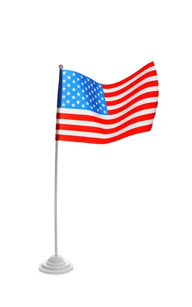 Bandeira Americana Sobre Fundo Branco Símbolo Nacional Dos Eua — Fotografia de Stock