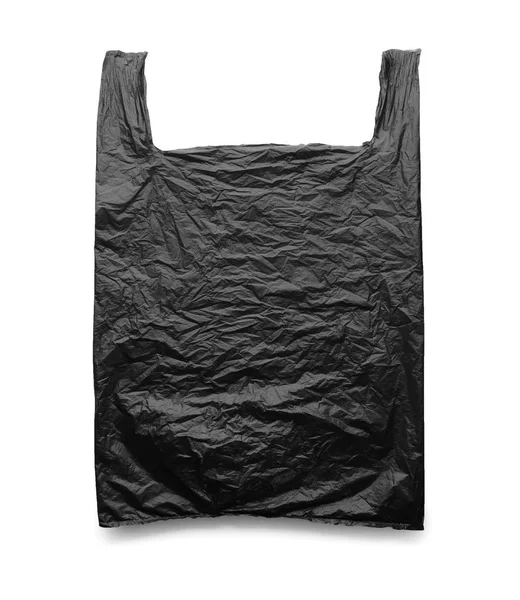 Bolso Plástico Desechable Negro Sobre Fondo Blanco — Foto de Stock