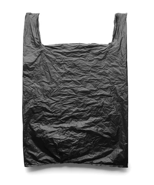Fehér Alapon Fekete Eldobható Műanyag Zacskót — Stock Fotó