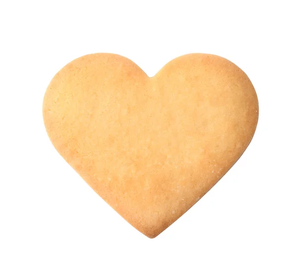 Heart Shaped Cookie White Background Top View — Stock Photo, Image