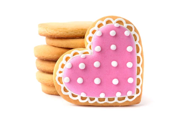 Homemade Heart Shaped Cookies White Background — Stock Photo, Image