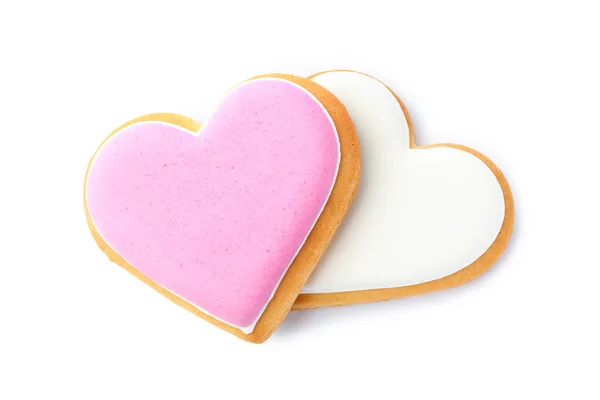 Decorated Heart Shaped Cookies White Background — Stock Photo, Image