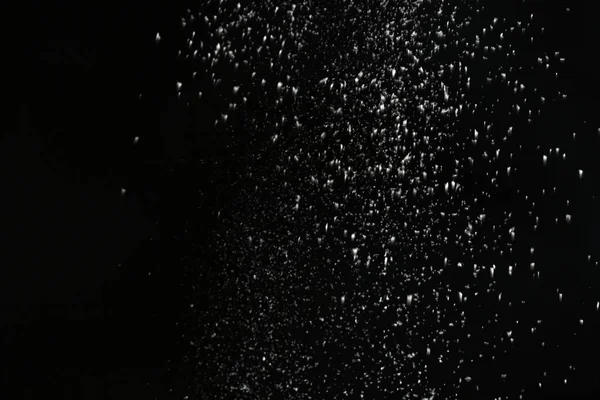 Snow Flakes Falling Black Background Winter Weather — Stock Photo, Image