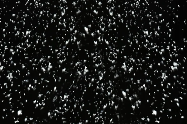 Snow Flakes Falling Black Background Winter Weather — Stock Photo, Image