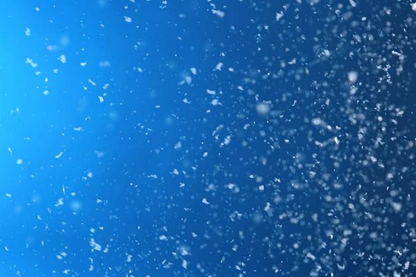 Снежинки Падают Синий Фон Зимняя Погода — стоковое фото