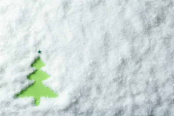 Weihnachtsbaum Silhouette Schnee Auf Farbigem Hintergrund Draufsicht Mit Platz Für — Stockfoto