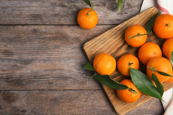 Composição Plana Com Tangerinas Maduras Frescas Espaço Para Texto Sobre — Fotografia de Stock