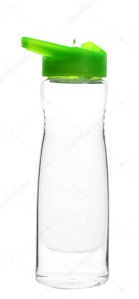 Sport bottle with fresh water on white background