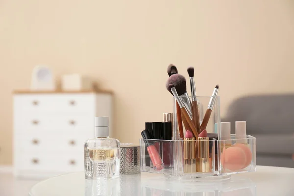 Organizér Kosmetických Prostředků Pro Make Stůl Doma — Stock fotografie