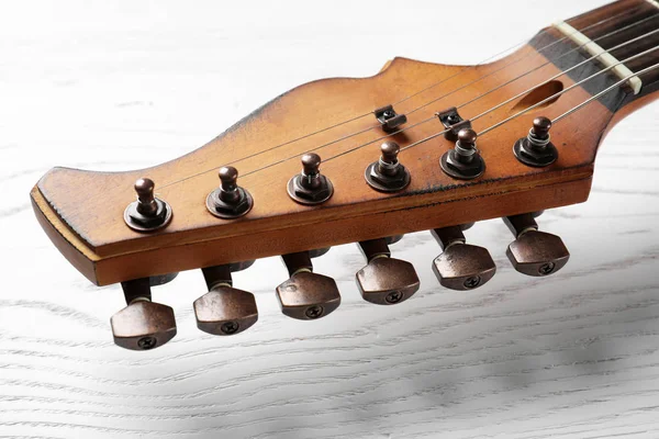 Guitare Électrique Moderne Sur Fond Bois Vue Rapprochée Instrument Musique — Photo