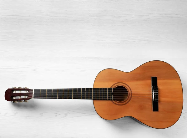 Gitara Klasyczna Piękne Podłoże Drewniane Widok Góry — Zdjęcie stockowe
