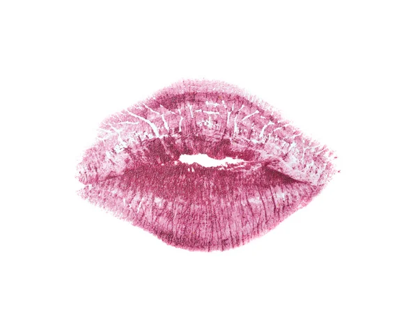 Χρώμα Κραγιόν Φιλί Σήμα Λευκό Φόντο — Φωτογραφία Αρχείου