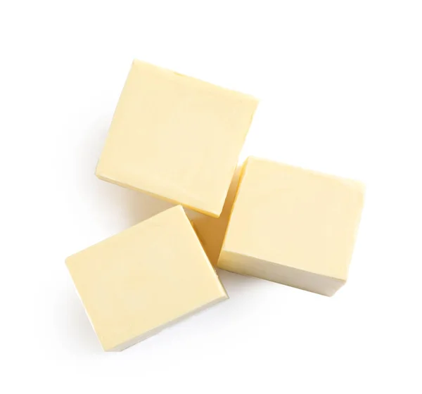 Cut Butter White Background Top View — Stock Photo, Image