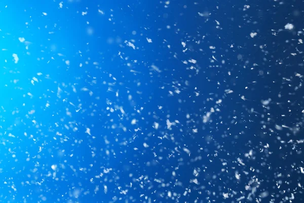 Снежинки Падают Синий Фон Зимняя Погода — стоковое фото