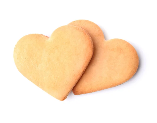 Cookies Forma Coração Fundo Branco Vista Superior — Fotografia de Stock
