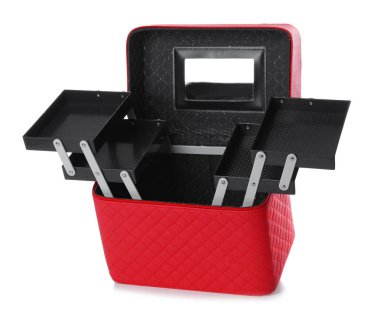 Beyaz arka plan üzerinde makyaj ürünleri için şık durum