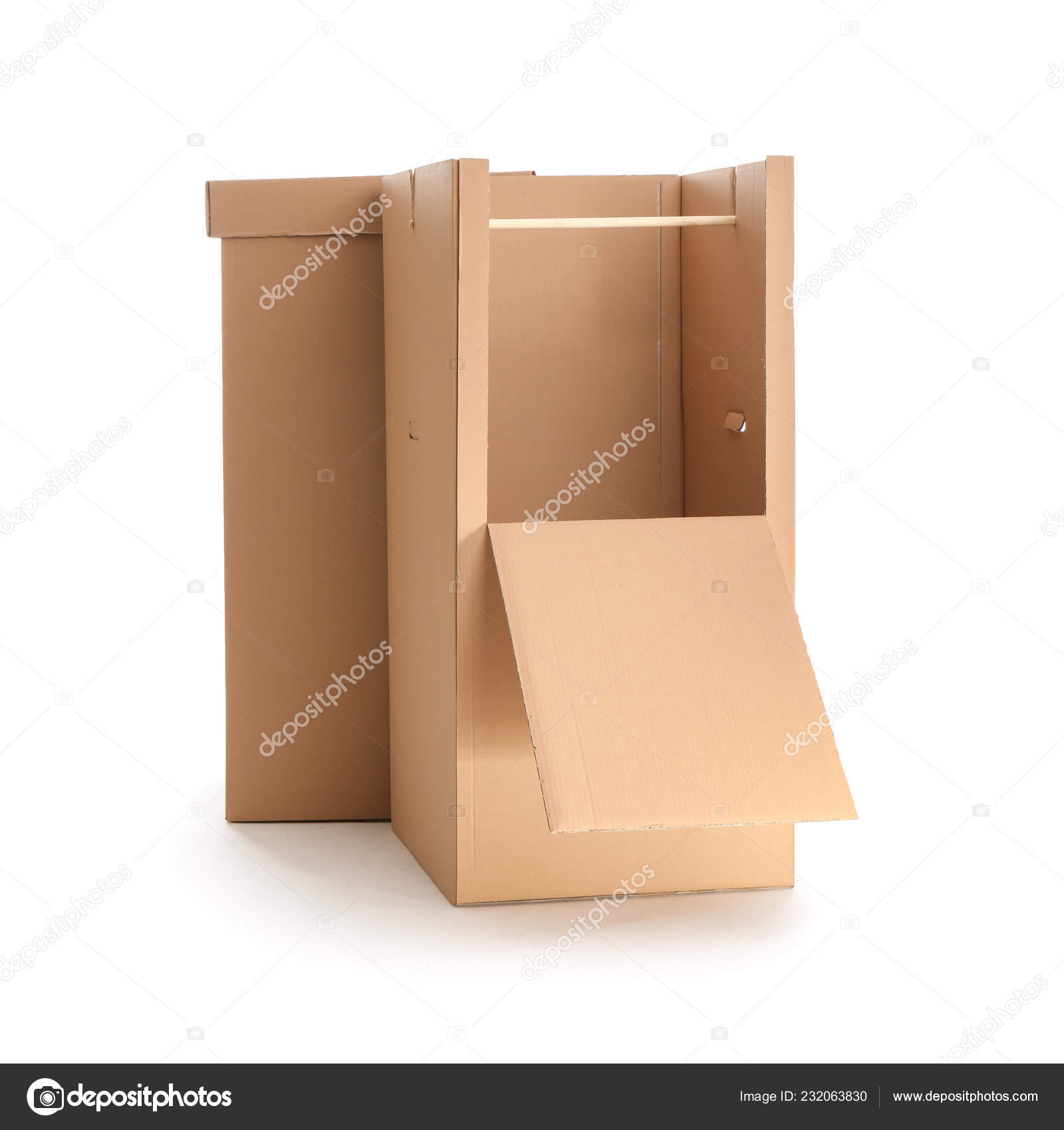 Empty Cardboard Wardrobe Boxes White Background Stock Photo