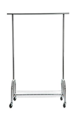 Beyaz izole boş metal dolap raf