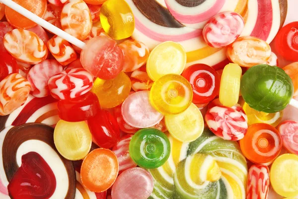 Different Delicious Colorful Candies Background Top View — Stock Photo, Image