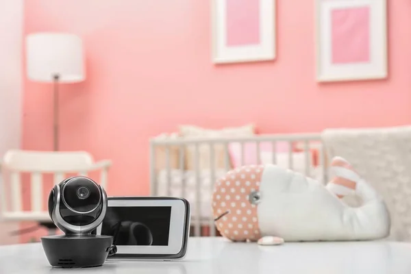 Babymonitore Auf Dem Tisch Zimmer Platz Für Text Cctv Ausrüstung — Stockfoto