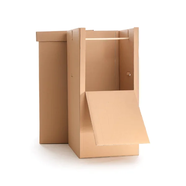Empty Cardboard Wardrobe Boxes White Background — Stock Photo, Image