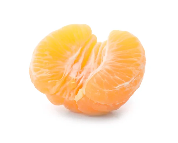 Helft Van Vers Rijp Tangerine Witte Achtergrond — Stockfoto