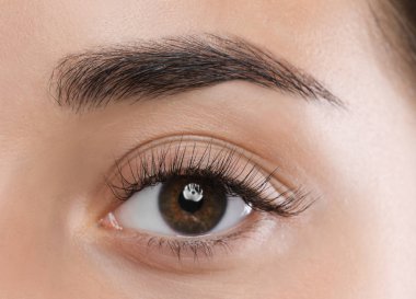 Güzel kirpik, closeup görünümü olan kadın