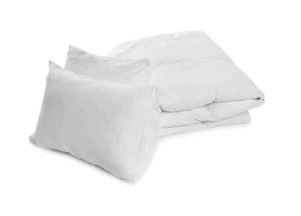 Clean Blanket Pillows White Background — Stock Photo, Image