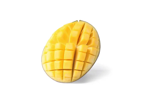 Frische Saftige Mango Halb Isoliert Auf Weiß — Stockfoto
