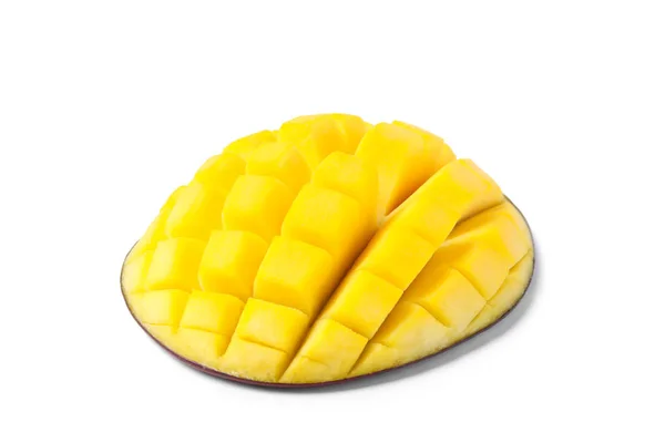 Frische Saftige Mango Halb Isoliert Auf Weiß — Stockfoto