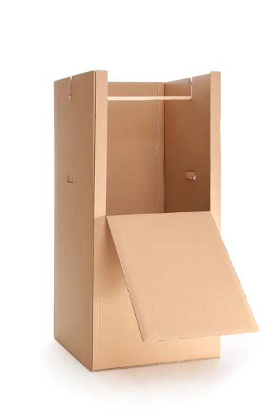 Boîte Armoire Carton Vide Sur Fond Blanc — Photo