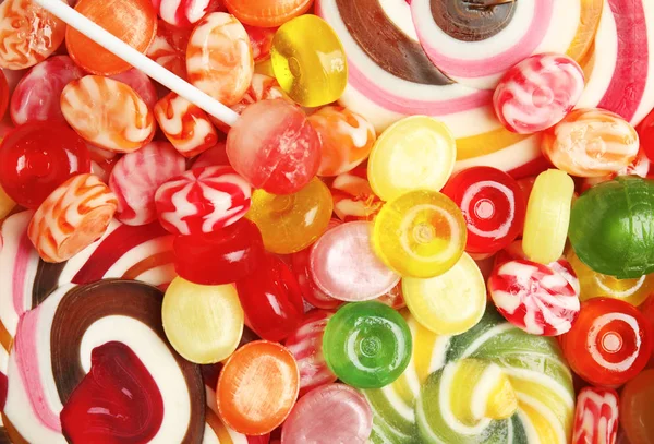 Different Delicious Colorful Candies Background Top View — Stock Photo, Image