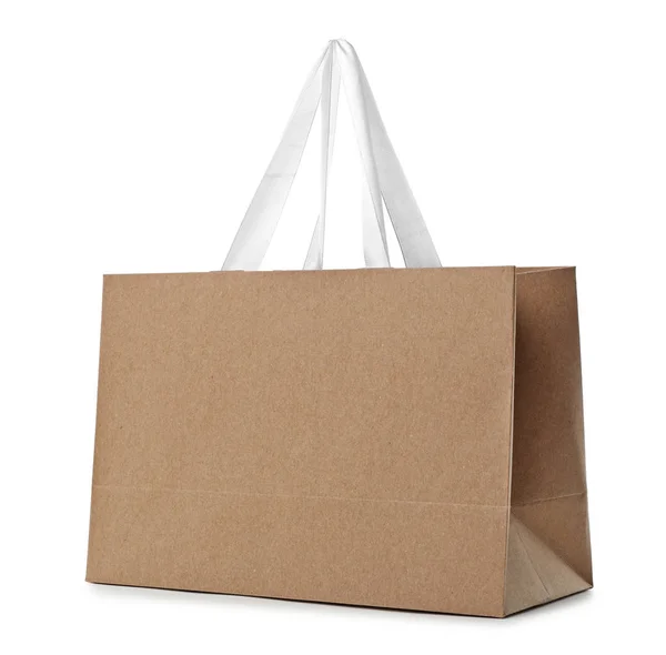 Paper Shopping Bag Handles White Background Mockup Design — Stock Photo, Image