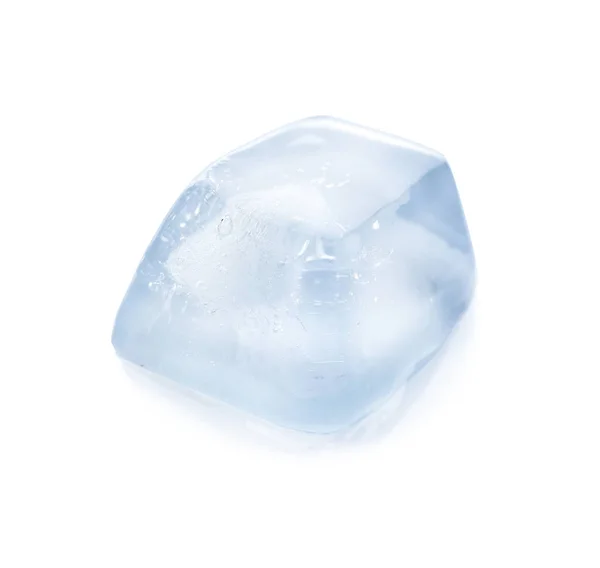 Cubo Gelo Cristal Fundo Branco — Fotografia de Stock