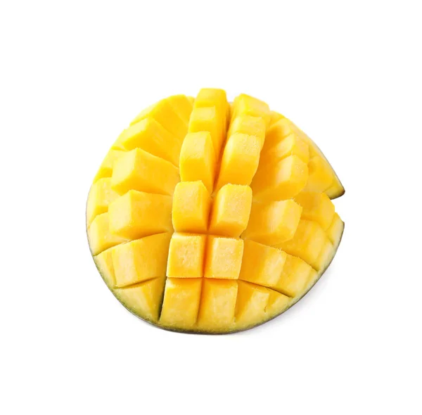 Frische Saftige Mango Halb Isoliert Auf Weiß — Stockfoto